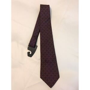 Christian Dior Men's Italian Silk Tie Navy Blue Red Geometric Made in  USA